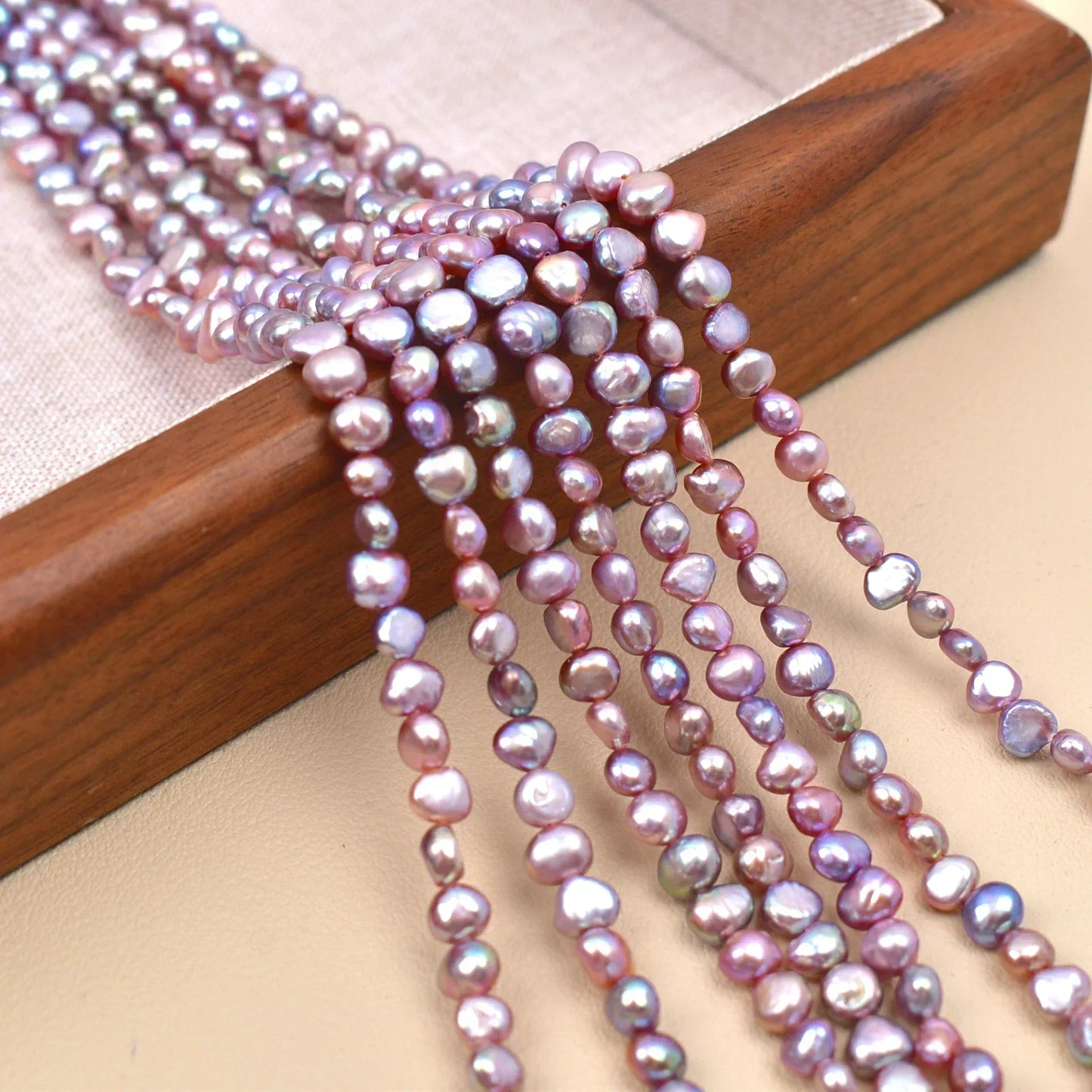 4–5 mm strahlender Spiegel-Finish-Edelstein, natürliches Süßwasser, AAA, unregelmäßige lila Perlen, Schmuck, MakeDIY-Halskette, Armband, Zubehör