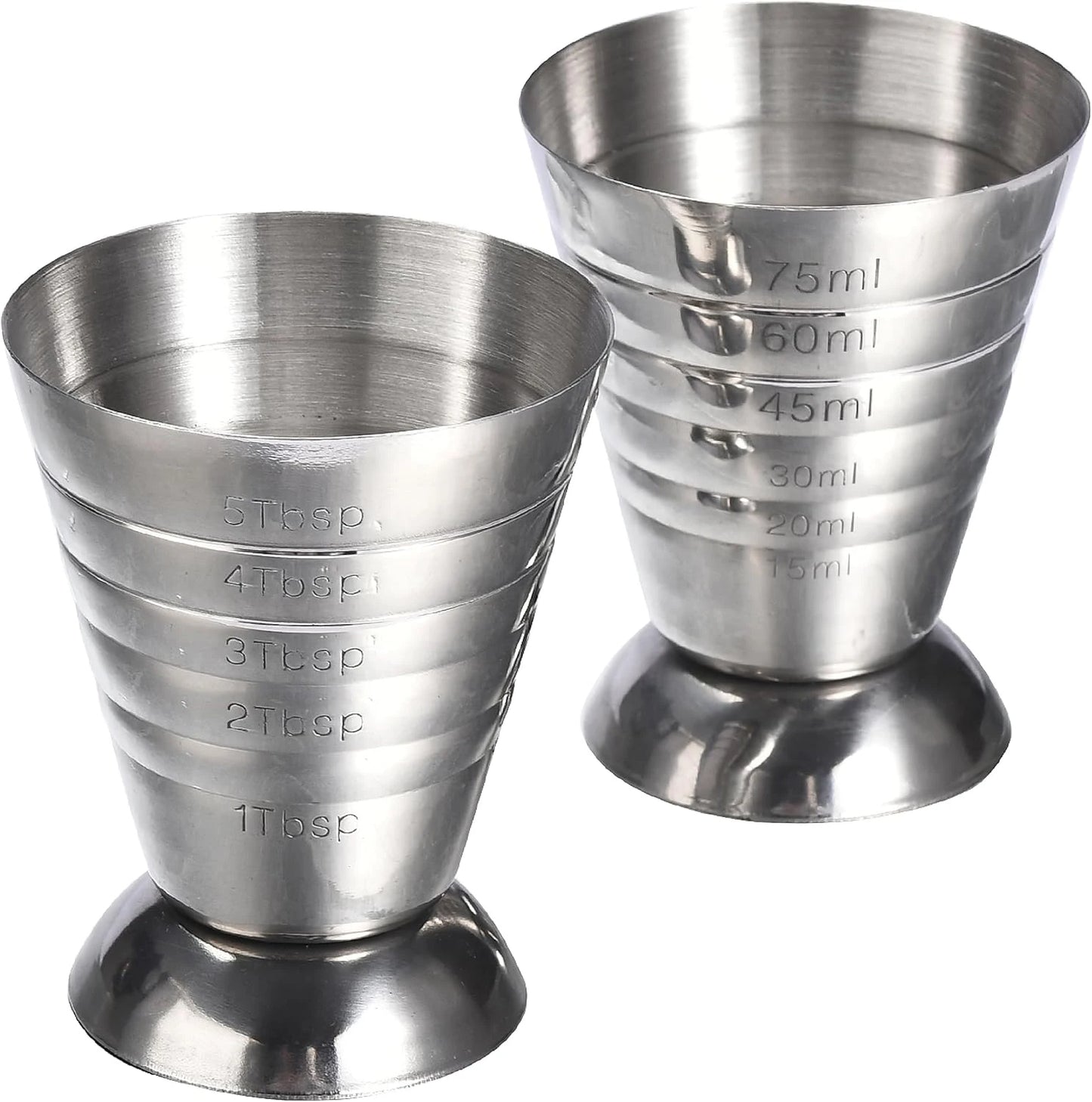 Edelstahl-Messbecher mit Rührlöffel, Cocktail-Jigger, Messbecher, 2,5 oz/5 TBSP/75 ml, Liquor Shot Set, Bar-Zubehör