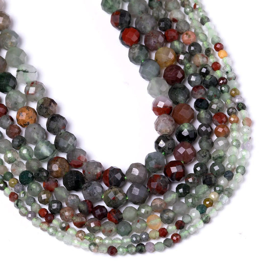 2 3 4 mm natürliche facettierte afrikanische Blutstein-Edelsteinperlen, Mineralperlen für Schmuckherstellung, DIY-Armbänder, Halsketten-Zubehör