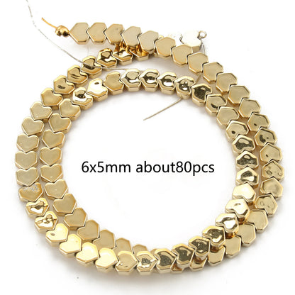 Natürliche 14k vergoldete Hämatitperlen unregelmäßige runde Herzwürfel Rondelle Spacer Perlen für Schmuckherstellung Diy Armband Halskette
