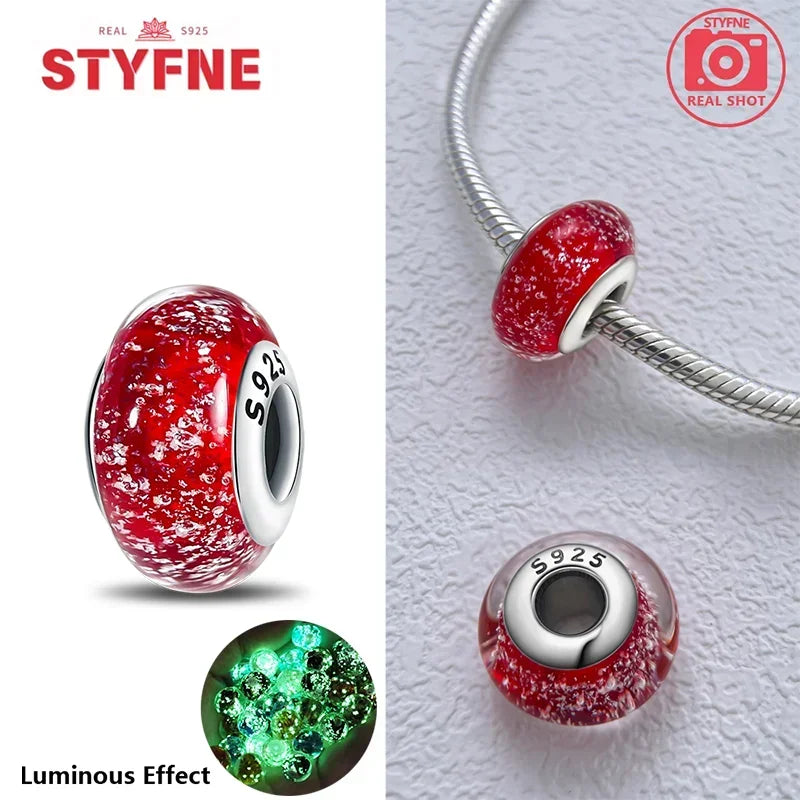 Echtes Sterlingsilber 925, Blumen-Charms, Glas, neue Original-Perle, bunt, Murano, passend für Original-Armbänder, DIY für Frauen, Schmuck, Geschenke