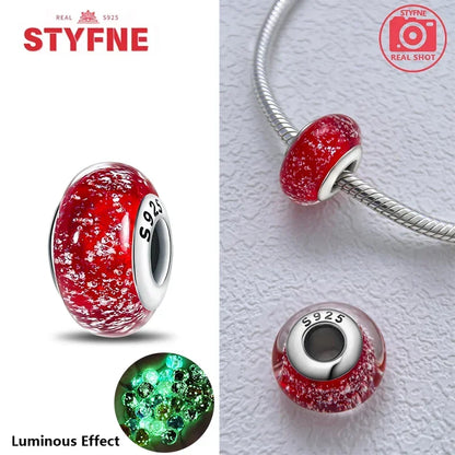 Echtes Sterlingsilber 925, Blumen-Charms, Glas, neue Original-Perle, bunt, Murano, passend für Original-Armbänder, DIY für Frauen, Schmuck, Geschenke