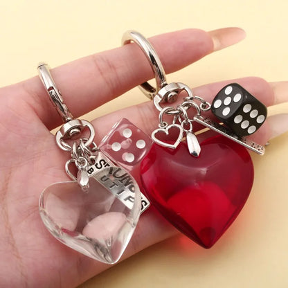 Schlüsselanhänger Y2K Rotes Herzförmiges Perlen-Valentinstaggeschenk Neues Design Geldbörsen-Charm Auto Goth Vintage Niedlicher Schlüsselanhänger Accessoire