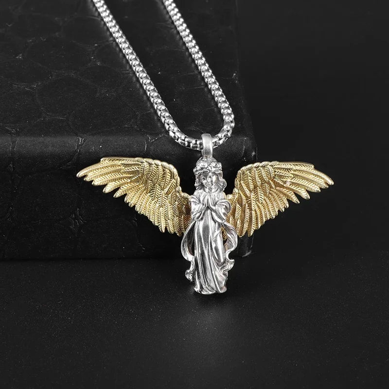 Vintage Gothic Totenkopf Jesus Kreuz Anhänger Halskette Katholischer Schmuck für Männer Punk Religiöse Amulett Halskette