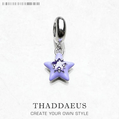 Violette Emaille Stern Anhänger baumeln Charme heiß verkaufen Europa Mode europäische Sterling Silber trend iges Geschenk für Frauen