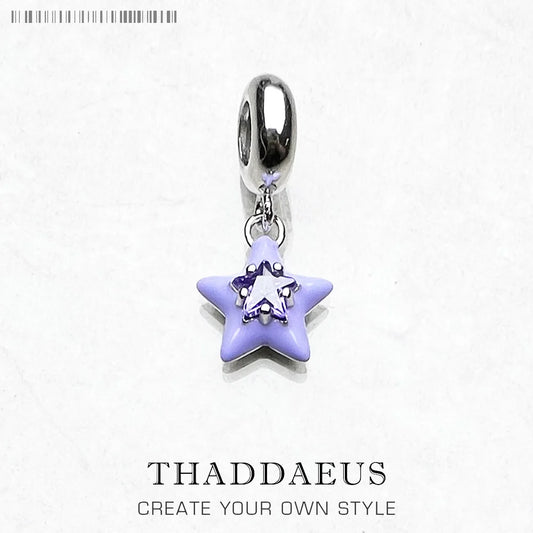 Violette Emaille Stern Anhänger baumeln Charme heiß verkaufen Europa Mode europäische Sterling Silber trend iges Geschenk für Frauen