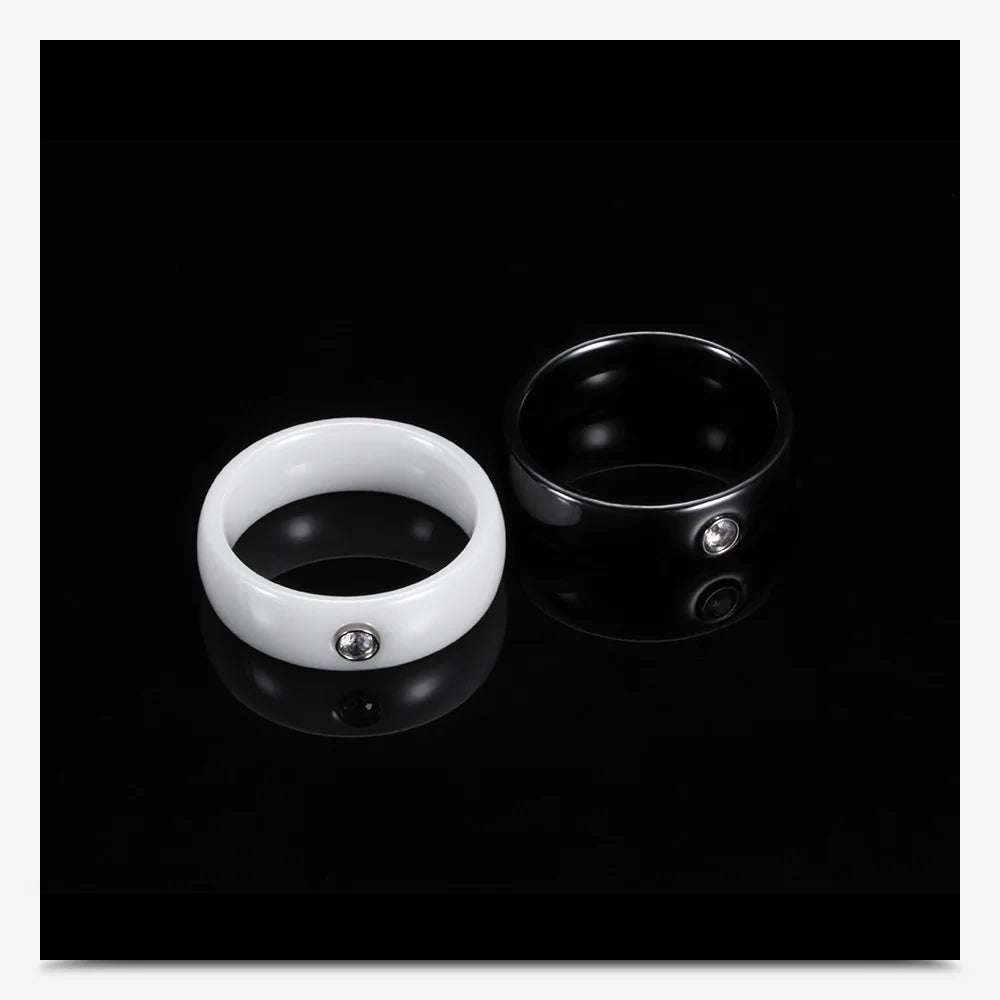 6MM Luxus Zirkon Keramik Ring Für Frauen Finger schmuck Zubehör Schwarz Weiß Farbe UNS Größe 6-9 wasserdicht Anti-fading