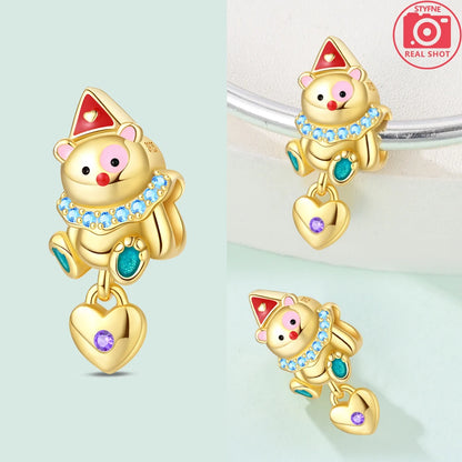 Original funkelnde Charm-Perlen aus 925er-Sterlingsilber, Gold, Rose, heller Stern, Herz, passend für Armbänder, DIY-Jubiläums-Schmuck, Geschenk