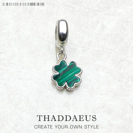 Grünes Kleeblatt-Charm-Anhänger, Europa-Accessoires, 925er Sterlingsilber, Modeschmuck, Glücksgeschenk für Damen und Herren