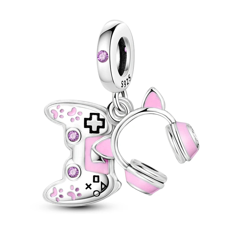 Neue 2025 925 Sterling Silber Charms Perlen Liebe Herz Rosa Original Charm Anhänger Fit Charm Armbänder DIY Schmuck Geburtstag Geschenk