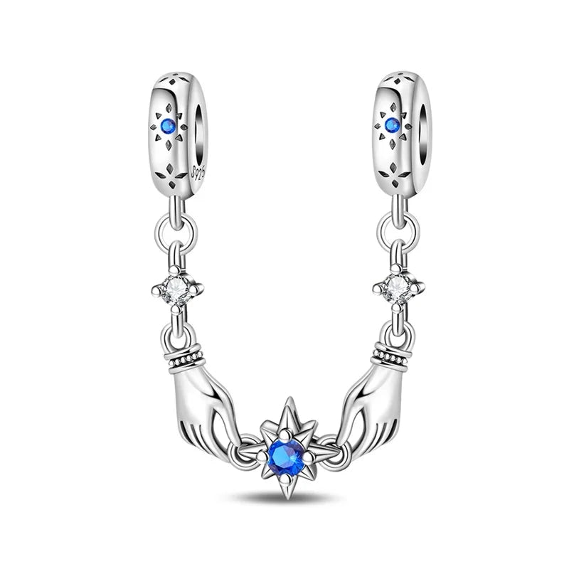 Blaue Serie 925er Sterling Jungfrau Maria Schleife Chamäleon Tanzschuhe Flugzeug Ticket Charm passend für DIY Armband Halskette süße Geschenke