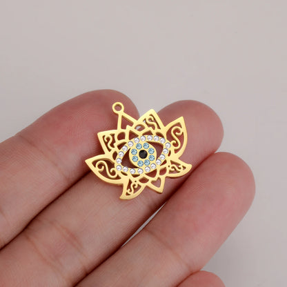 Teamer Lotusblume mit Zirkon-Augen-Charms für Frauen, Edelstahl, exquisite filigrane Halskette, Vintage-Schmuck, Geschenk, 2026, Neu