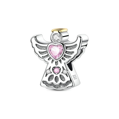 Rosa Charms aus 925er-Sterlingsilber, Perlen, Schmetterling, Parfümflasche, Krone, herzförmiger Zirkon, Charms für Frauen, feiner DIY-Schmuck, Geschenke