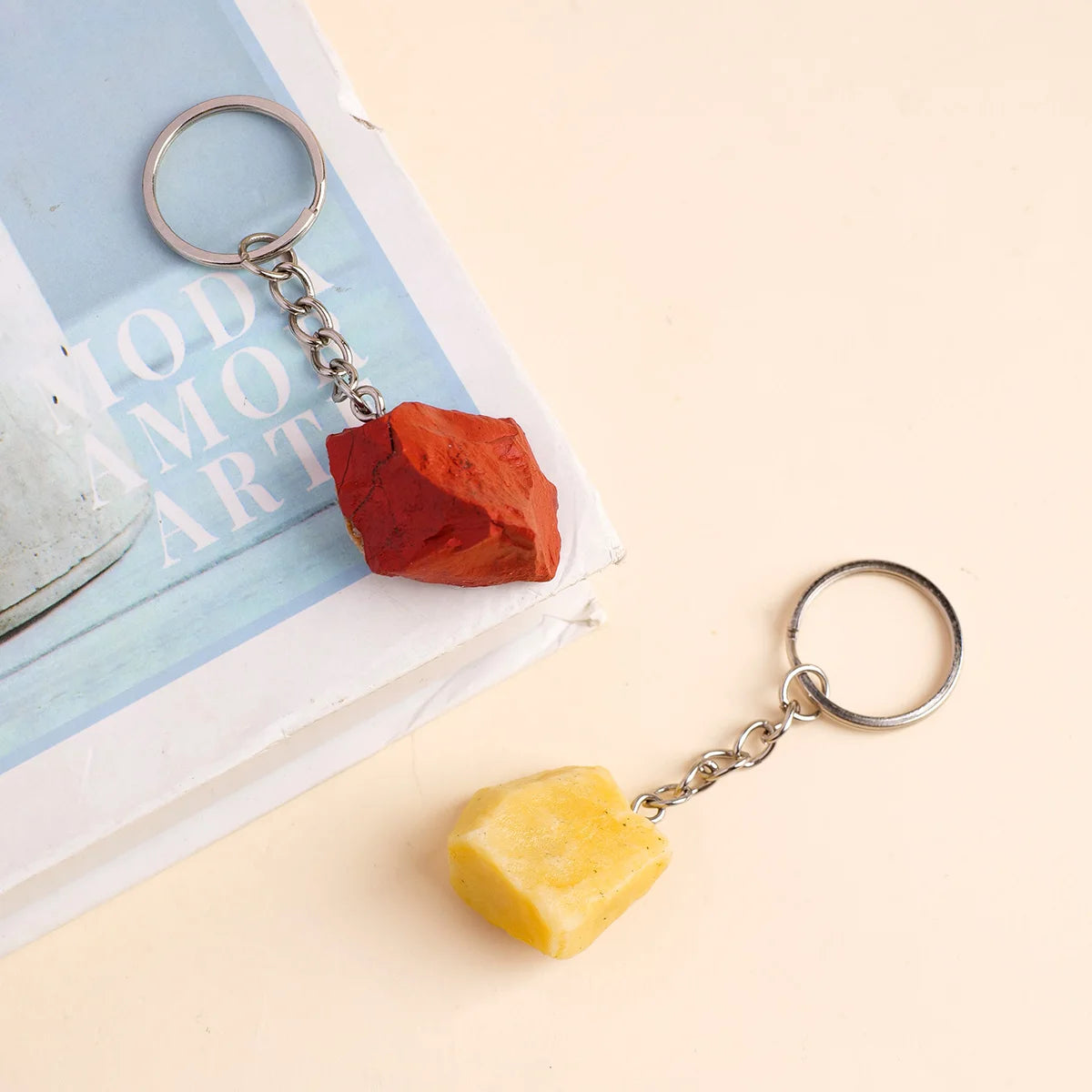 1 STÜCK Natürlicher Kristall Rohstein Rosenquarz Edelstein Handwerk Kristall Schlüsselanhänger Edelstahl Handtasche Dekor Zubehör