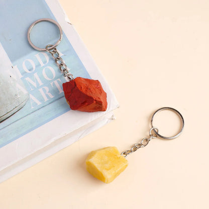 1 STÜCK Natürlicher Kristall Rohstein Rosenquarz Edelstein Handwerk Kristall Schlüsselanhänger Edelstahl Handtasche Dekor Zubehör