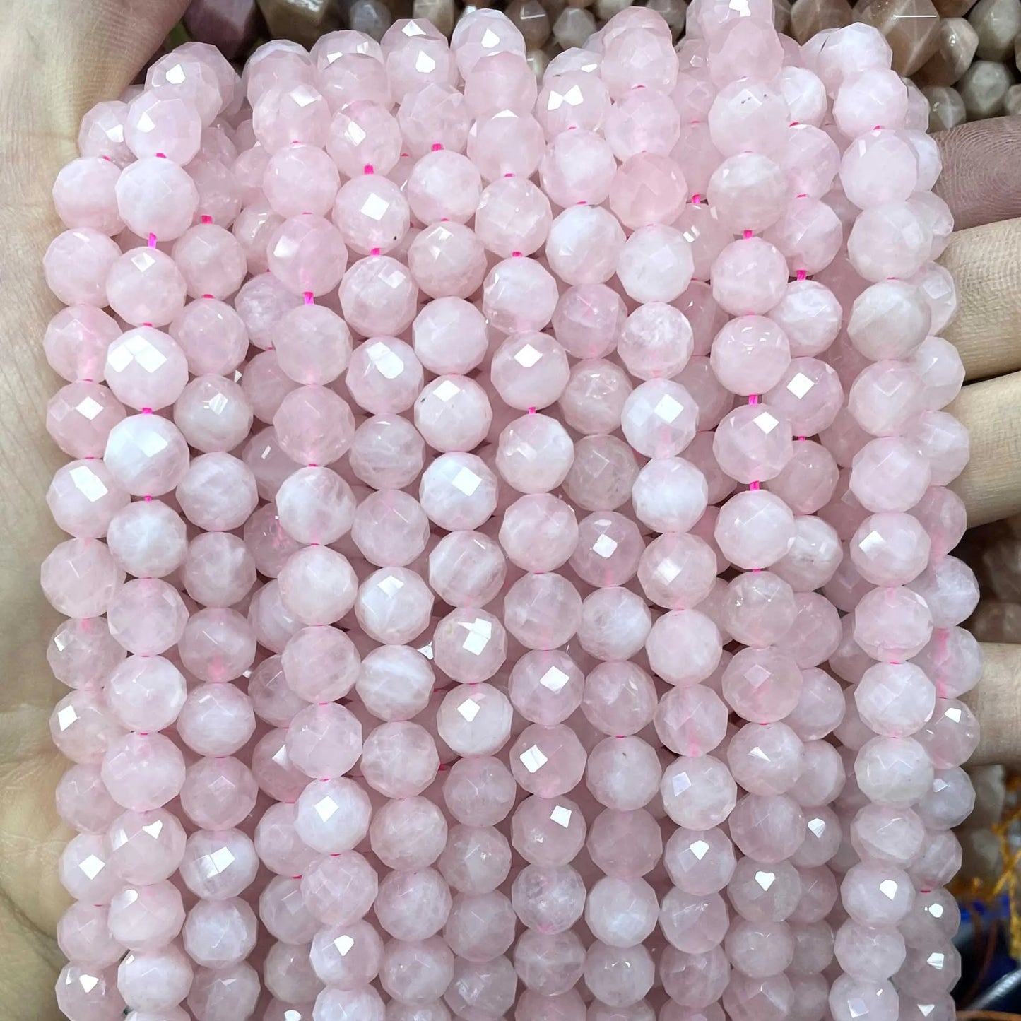 6/8/10MM Naturstein Facettiert Rosa Rosenquarz Runde Edelstein Spacer Perlen Für Schmuck Machen DIY Zubehör 7,5'' Zoll