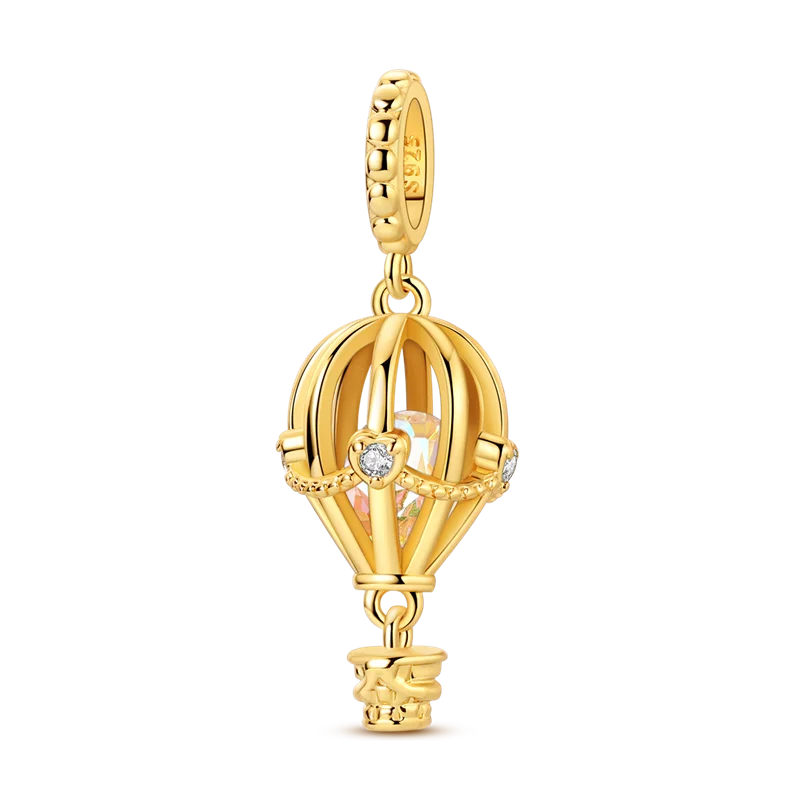 Golden Series Charms aus 925er-Sterlingsilber, zu öffnender Wal-Schmetterlings-Sonnen-Anhänger, CZ-Zirkon, passend für Original-Armbänder, DIY-Schmuck