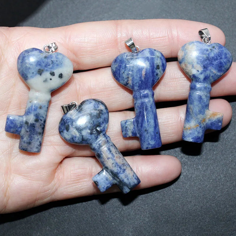 5PCS Naturstein Liebe Herz Schlüsselanhänger Anhänger Kristall Energie Stein Amethyst Rosenquarz Anhänger für DIY Damen Dekoratives Geschenk