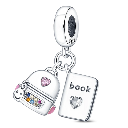 Echtes 925 Sterling Silber Buch Und Kaffeetasse Charms Fit Original Pand 3mm Armband Anhänger Perlen Frauen Edlen schmuck