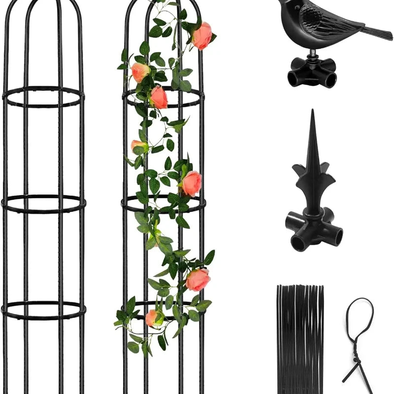 Turm-Obelisk Garten-Rankgitter Kletterpflanzen-Rostschutz Metall-Pflanzgefäß-Kletterstütze für Innen- und Außenbereich Blumen Gemüse