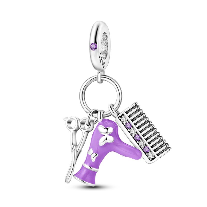 Sicherheitsketten aus 925er-Sterlingsilber, violette Serie, Schmetterling, Widder, Zwillinge, passend für Original-Armbänder, DIY-Schmuckherstellung, Geschenk für Frauen
