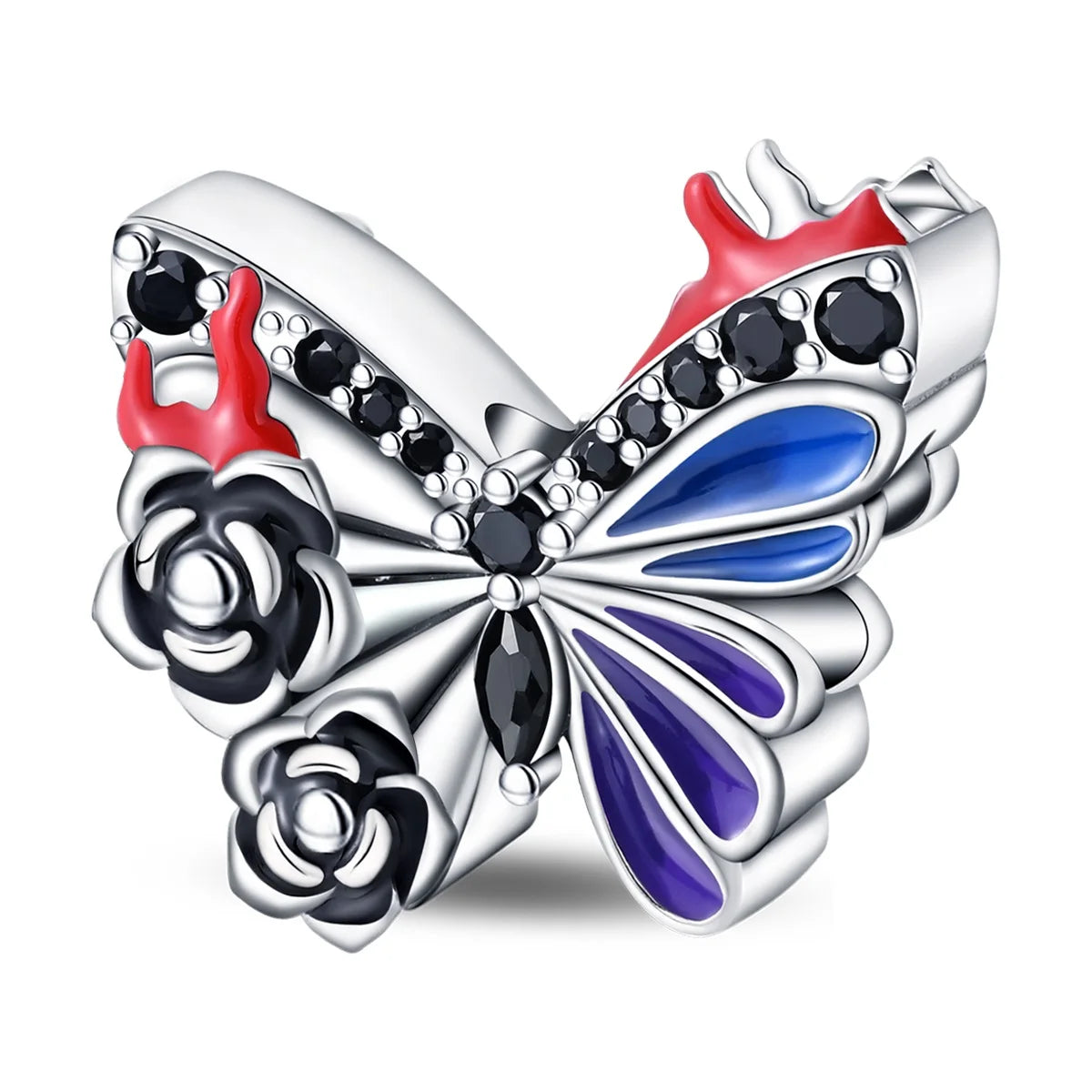 Glänzende Schmetterlingsanhänger aus 925er-Sterlingsilber mit flatternder Dunkelheit, passend für DIY-Armbänder, Halsketten, romantisches Geschenk, Paarung