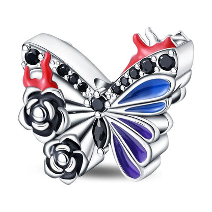 Glänzende Schmetterlingsanhänger aus 925er-Sterlingsilber mit flatternder Dunkelheit, passend für DIY-Armbänder, Halsketten, romantisches Geschenk, Paarung
