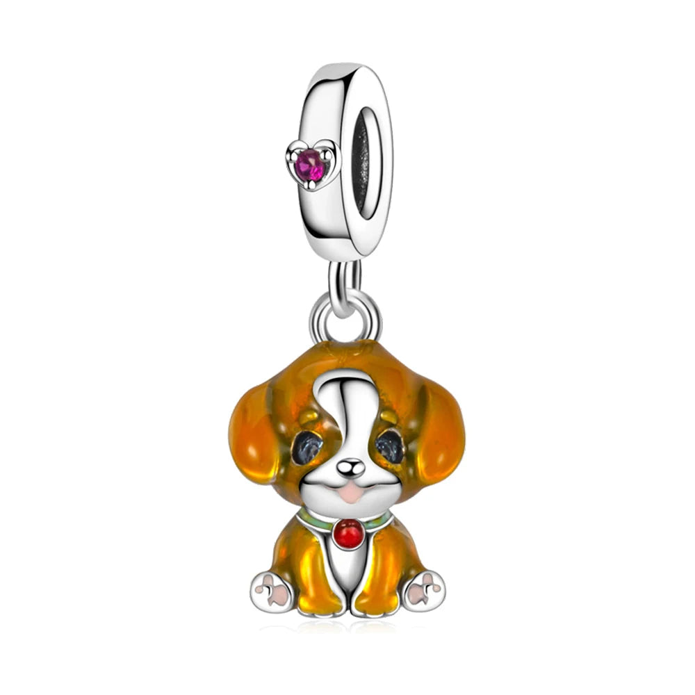 Exquisite Charm-Anhänger aus 925er-Sterlingsilber mit weißen Tigerperlen und Kaninchen-Barista-Anhänger, passend für Armbänder, niedliche Schmuck-Accessoires, Geschenke