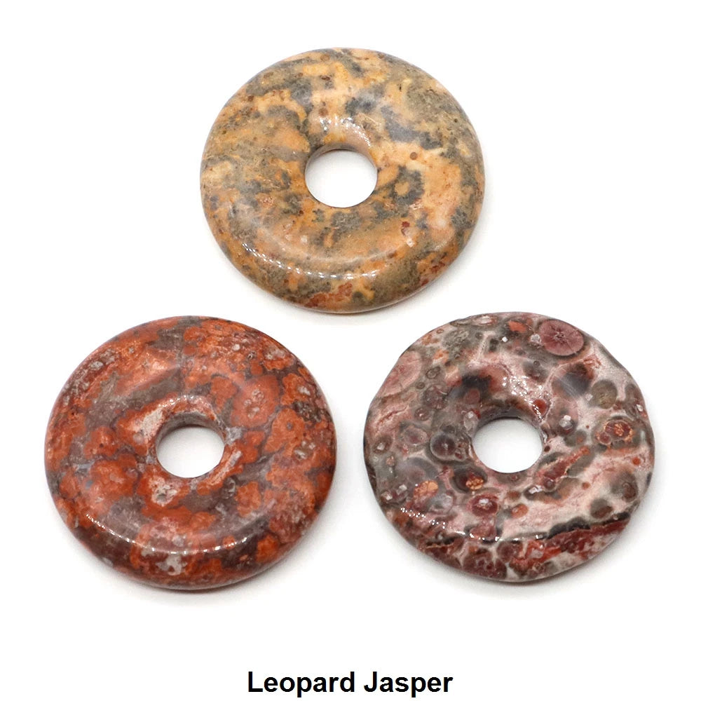 30 mm Donut-Naturstein, Heilkristall, Amethyst, Amazonit, Achat, Quarz, Edelstein für Kunsthandwerk, Zubehör, Glücksgeschenke
