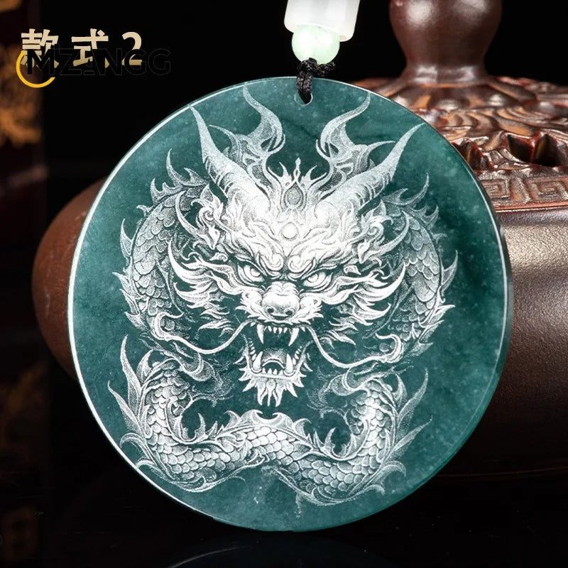 Natürliche Jadeit blau Wasser Neun-Schwanz-Fuchs Anhänger Schatten schnitzen Drachen Männer und Frauen Jade Halskette benutzer definierte exquisite Schmuck