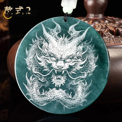Natürliche Jadeit blau Wasser Neun-Schwanz-Fuchs Anhänger Schatten schnitzen Drachen Männer und Frauen Jade Halskette benutzer definierte exquisite Schmuck