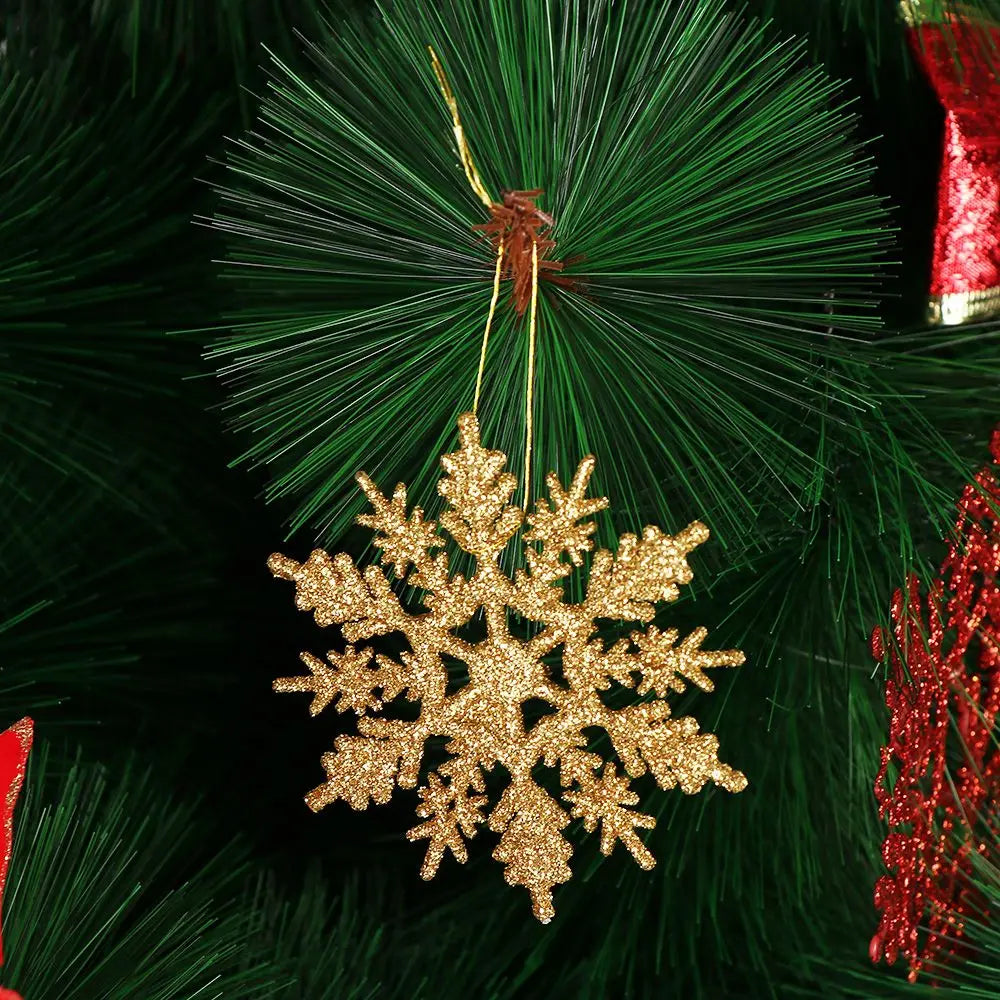 12pcs 7,5 cm Gold pulver Schneeflocke für Weihnachten charmante weiße Weihnachts baum Dekor Weihnachts feier Urlaub Weihnachts schmuck Wohnkultur