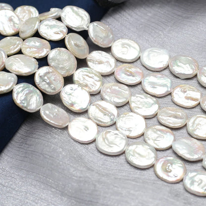 14x16mm AAA Weiß Mode Natürliche Süßwasser Perle Oval Barock Knopf Perle Schmuck Machen DIY Halskette Armband Zubehör geschenk