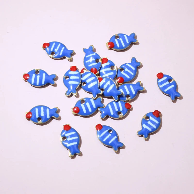 20 Stück 10x6mm Edelstahl Emaille Fisch Charms Anhänger niedlich klein Edelstahl DIY Schmuck Herstellung Zubehör Ergebnisse