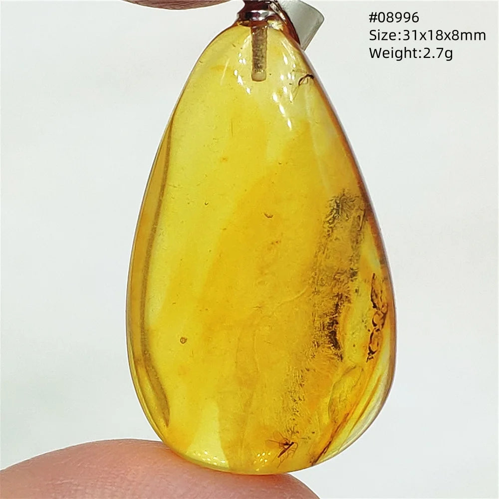 Natürlicher gelber Insekt-Bernstein-Anhänger für Damen und Herren, Bernstein-Insekt, baltischer Edelstein, Halskette, Schmuck, Heilung, AAAAA