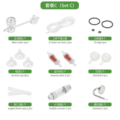 ZRDR Aquarium DIY CO2-Generatorsystem-Kit CO2-Generator, Blasenzähler-Diffusor mit Magnetventil, für / Wasserpflanzenwachstum