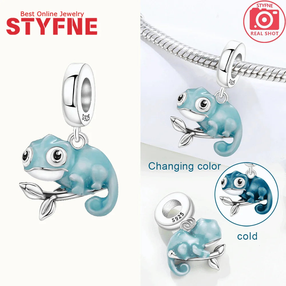 Charm-Perlen aus 925er Silber, Tierserie, Koala, Pinguin, Panda, Chamäleon-Perlen-Anhänger, passend für Original-Armbänder, DIY-Schmuck, Geschenk für Frauen