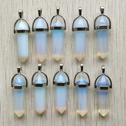 Schneller Versand Naturstein Quarz Aventurin Lapis Kristall sechseckige Säule Anhänger für Schmuck Zubehör 12 Stück Großhandel