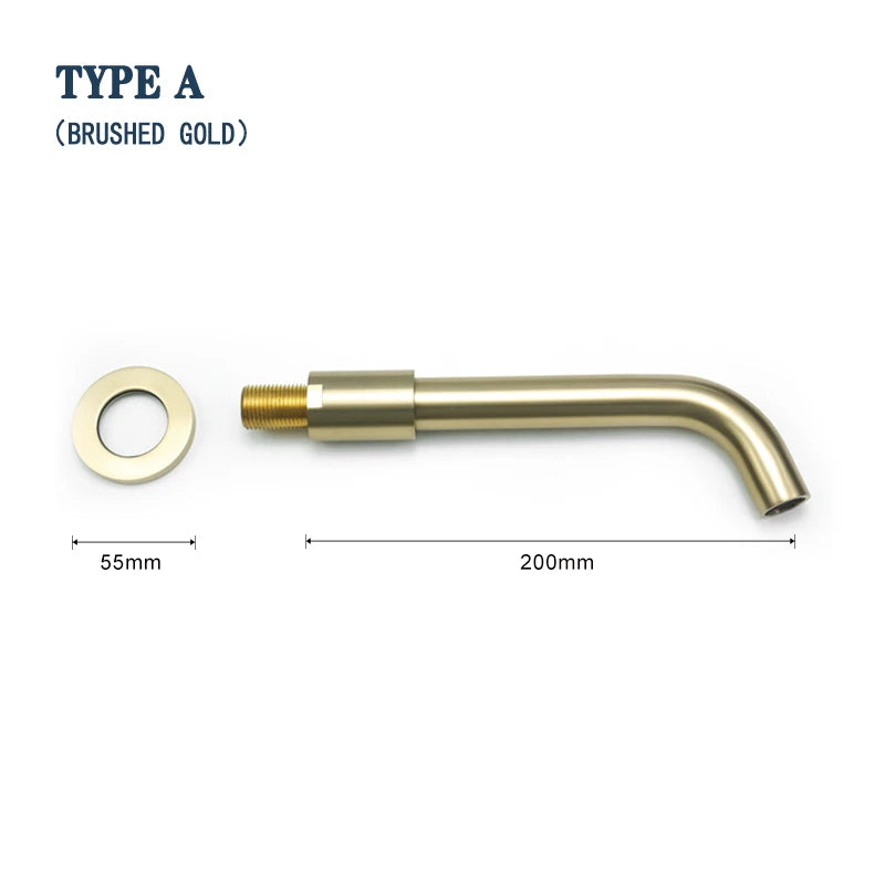 Messing Gold Chrom Schwarz Grau Auslauf Bad Mischer Waschbecken Wasserhahn Becken Eitelkeit Wasser Armaturen 150/200/250 MM Wasserhahn Ersatz Ausläufe