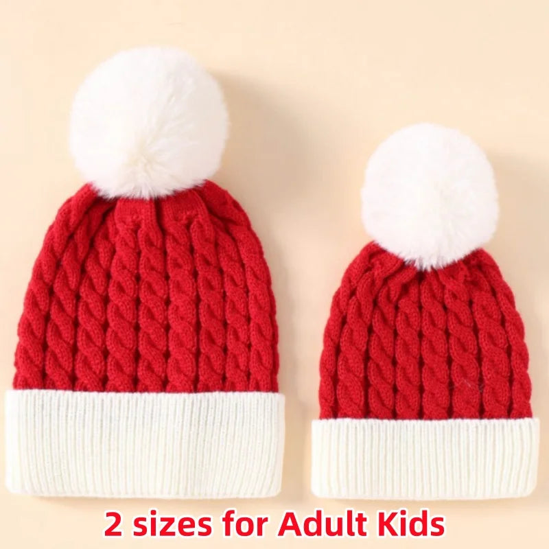 Weihnachten Weihnachten Santa Neujahr Hut Outdoor Winter Warme Häkeln Stricken Mützen Schädeldecke Pompom Kappe Motorhaube Party Geschenke Für Erwachsene Kinder