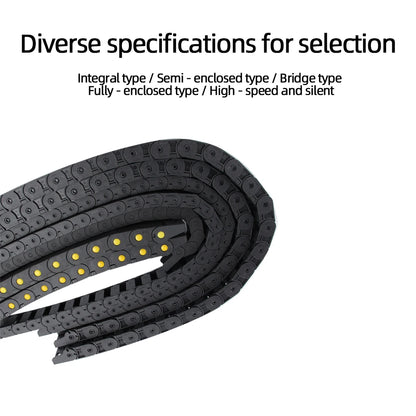 Kabelkette, halbgeschlossene Innenöffnung, Biegeradius 28 38 48 60 75 mm, 18 x 18, 18 x 25, 18 x 37, 18 x 50, 1 m für CNC-Fräsmaschine