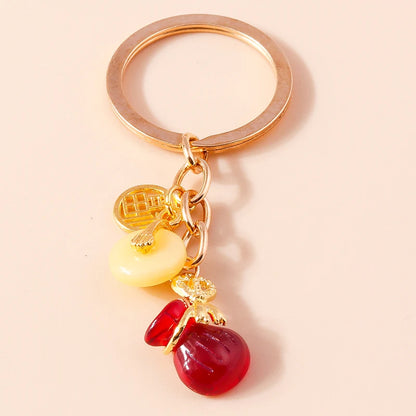 Elegante Edelstein Jade Bambus Schlüssel bund Charms Emaille Glück Katze Schlüssel ringe für Frauen Männer Handtasche Anhänger DIY Schmuck Zubehör