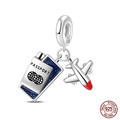 925er Sterlingsilber, modisch, bunt, Kamera, Gepäck, Reisen, Rucksack, Anhänger, Charms, Perlen, passend für Armbänder, DIY-Jubiläumsschmuck