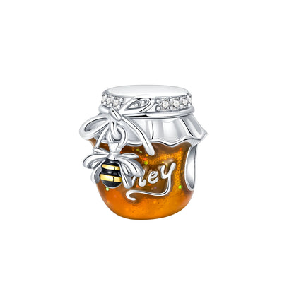 Leuchtender baumelnder Charm mit Frühlingsthema, 925er Sterlingsilber, Biene-Honeypot-Anhänger für Armband, Halskette, DIY-Charms, Schmuck