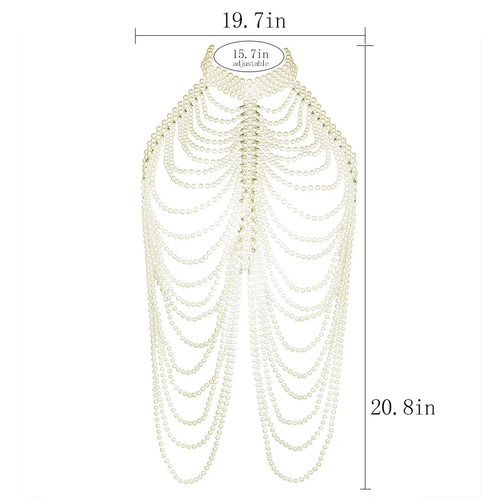 Sexy Frauen Perle Schal Halsketten Kragen Schulter Lange Kette Anhänger Halsketten Pullover Kette Hochzeit Kleid Schmuck Zubehör