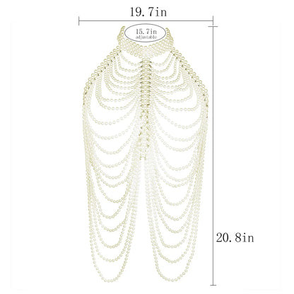 Sexy Frauen Perle Schal Halsketten Kragen Schulter Lange Kette Anhänger Halsketten Pullover Kette Hochzeit Kleid Schmuck Zubehör