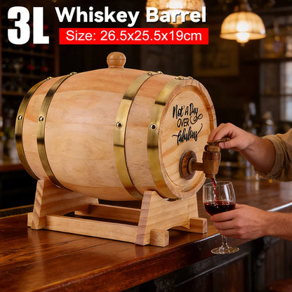 3L Graviertes Whiskeyfass mit Ständer und Zapfhahn Holz-Whiskeyfass Weinfass für Cocktails Bourbon Rum Tequila Bier
