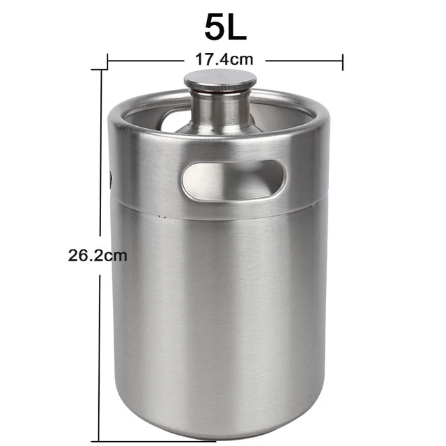 Neuer Mini-Bierfass, einwandiger Bierkräuter, nachfüllbar, tragbar, zum Basteln von Getränken, Kombucha, Nitro-Kaffee-Seltzer, 2 l/3,6 l/4 l/5 l, SS304