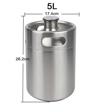 Neuer Mini-Bierfass, einwandiger Bierkräuter, nachfüllbar, tragbar, zum Basteln von Getränken, Kombucha, Nitro-Kaffee-Seltzer, 2 l/3,6 l/4 l/5 l, SS304