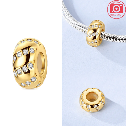 Original funkelnde Charm-Perlen aus 925er-Sterlingsilber, Gold, Rose, heller Stern, Herz, passend für Armbänder, DIY-Jubiläums-Schmuck, Geschenk